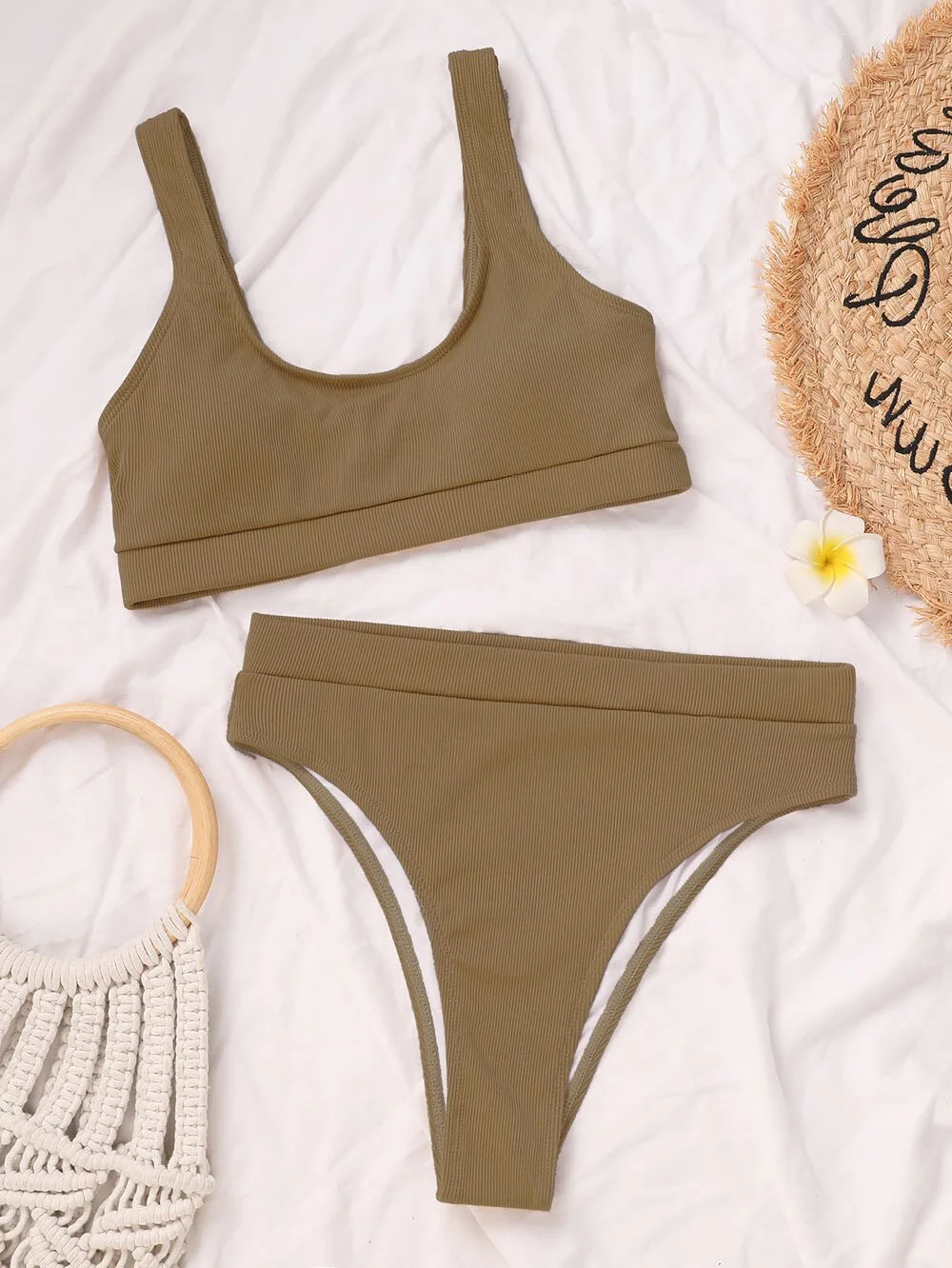 Sexy Sport Bikinis 2021 Woman Swimsuit Female Brazilian High Waist Bikini Set Bandeau Swimwear Bathing Suit Summer Beach Wear