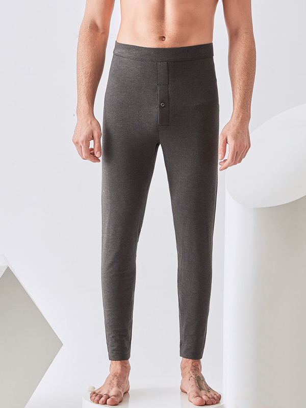 Silk Thermal Underwear Thick Autumn Warm Pants Dark Gray