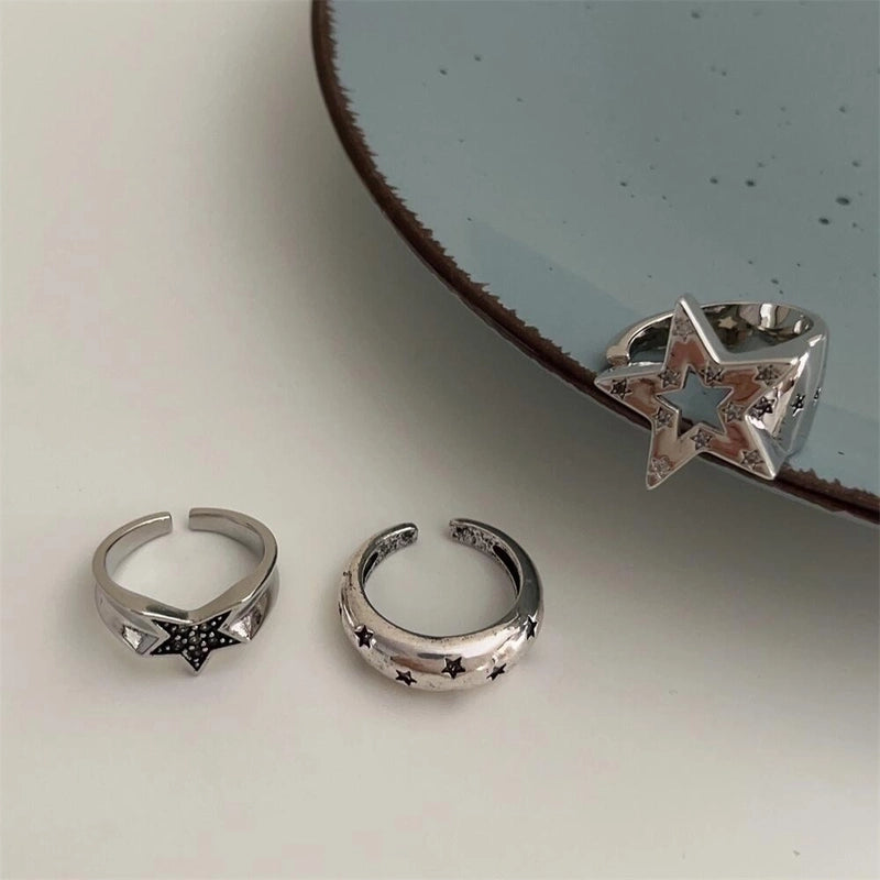 Retro Star Copper Plating Open Ring