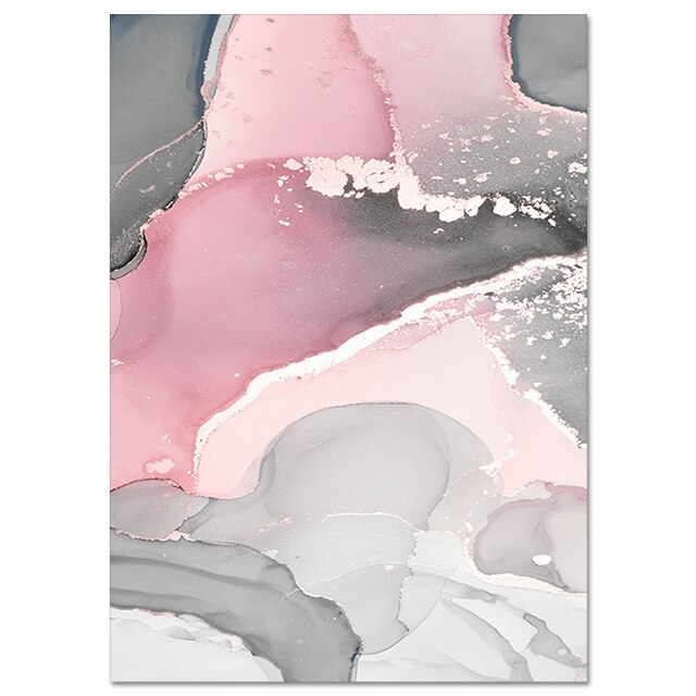 MOINES Abstract Pink Wall Poster Marble Canvas Painting Modern Scandinavian Wall Art Luxury Style Bedroom Decor Picturs for Home