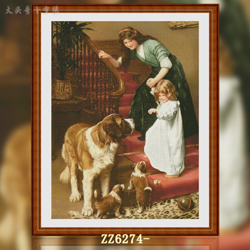 [ZZ6575-Oil Painting Good Night Dog]  Painting Fairy Cross Stitch