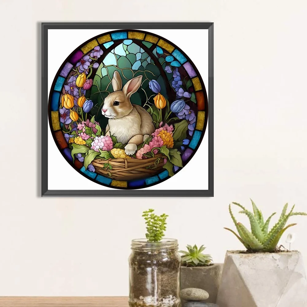 Diamond Painting - Full Round Drill - Stained Glass Dolphin(Canvas|30*30cm)