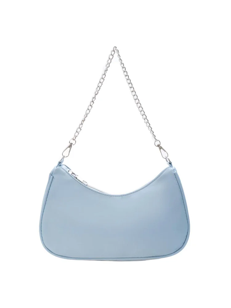 Nylon Shopping Shoulder Bags Casual Chain Fashion Women for Gifts (Light Blue)