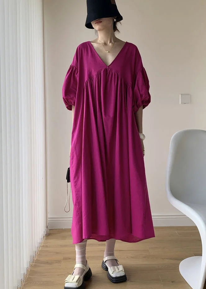 Women Lace Maxi Dress V Neck Loose Swing Cotton By Rosa Clothing main image 1