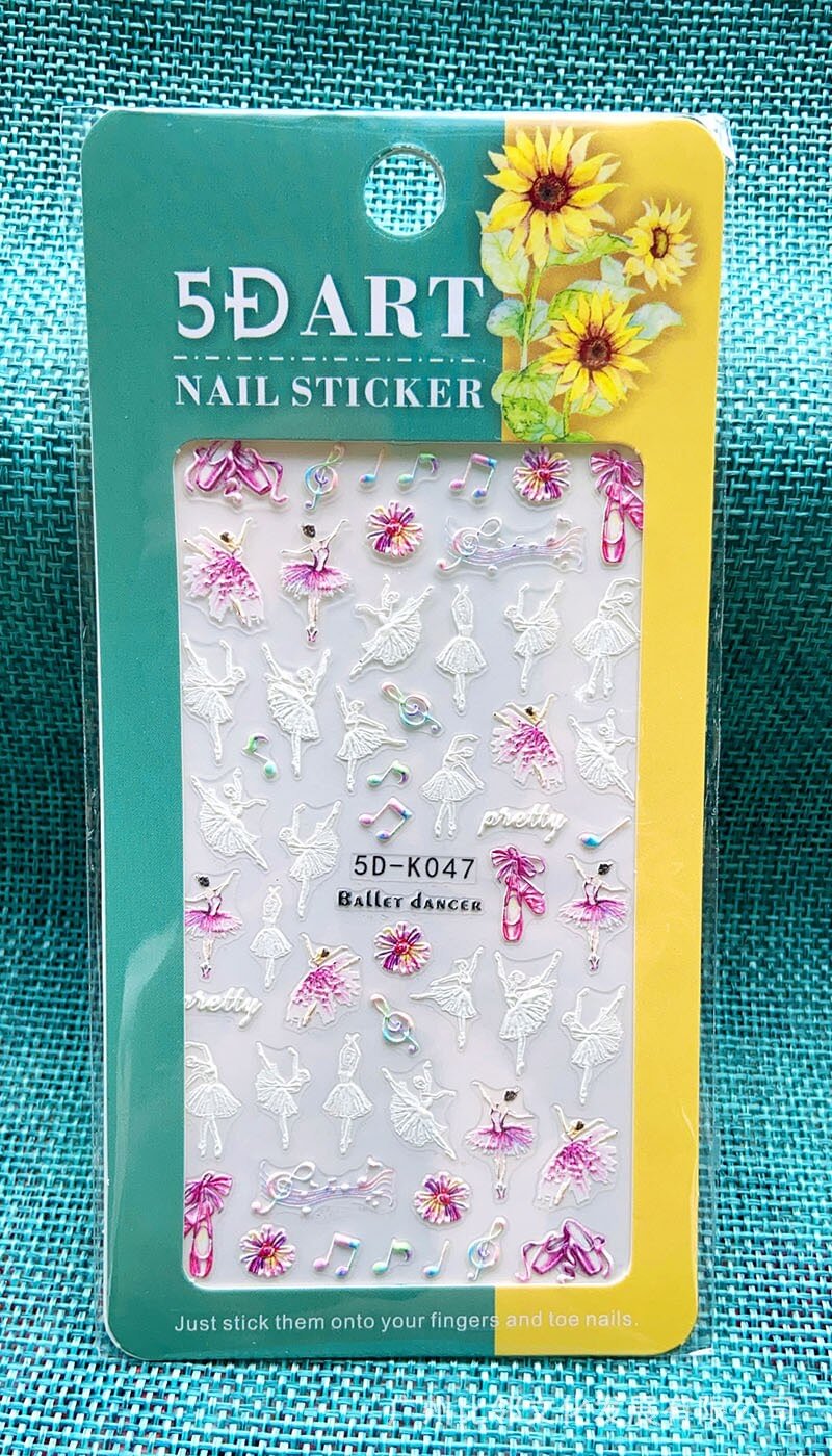 5D Embossed Nail Art Stickers Butterfly Rose Animal Design Flowers Lace Gel Decals Acrylic Engraved Sliders Manicure Art Decora