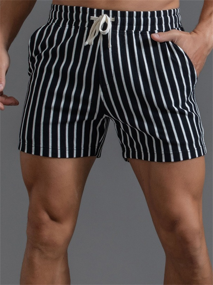 Men's Cotton Athletic Shorts Four Pants Vertical Striped Pants Three Pants