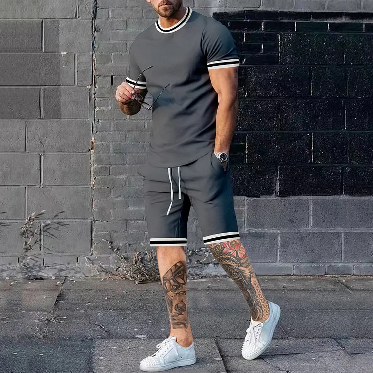 BrosWear Men'S Comfortable Casual Short Sleeved T-Shirt And Short Co-Ord