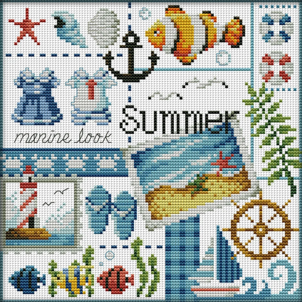 DIY Stamped Cross Stitch 16CT Partial Embroidery 24*23cm - Four Seasons Of Summer