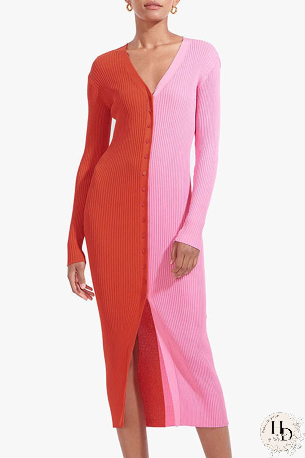 Black Brown Casual Solid Split Joint Buckle V Neck Straight Dresses