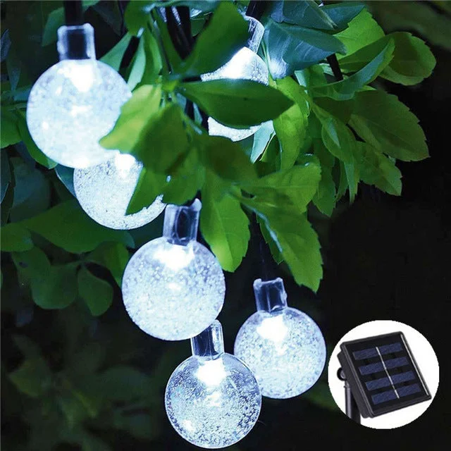 5M 7M 10M Solar Crystal Ball Lamp, LED String Lights Flash Waterproof Fairy  For Outdoor Garden Decoration