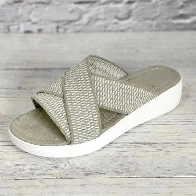 2021New Women Sandals Summer Orthopedic Sandals Women Car Line Slides  Leather Female Flip Flops Ladies Platform Retro Shoes 530-1