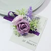 10PCS Purple Wedding Catering Bridal Groom Guests Corsage Boutonniere Wrist Artificial Flower Bouquets