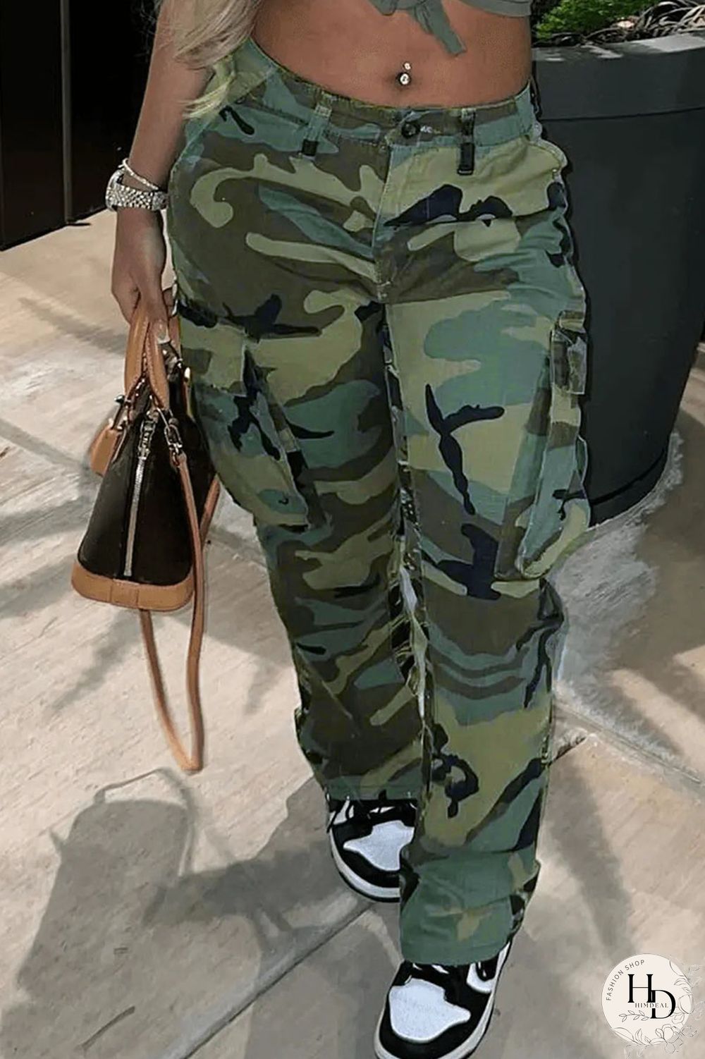 Camouflage Casual Print Camouflage Print Patchwork Plus Size