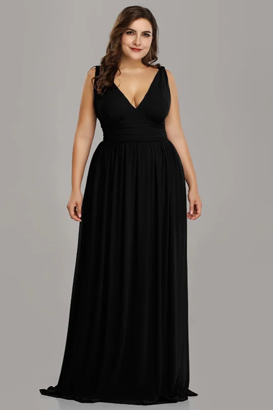 Elegant V-Neck Sleeveless Long Plus Size Prom Dress Online