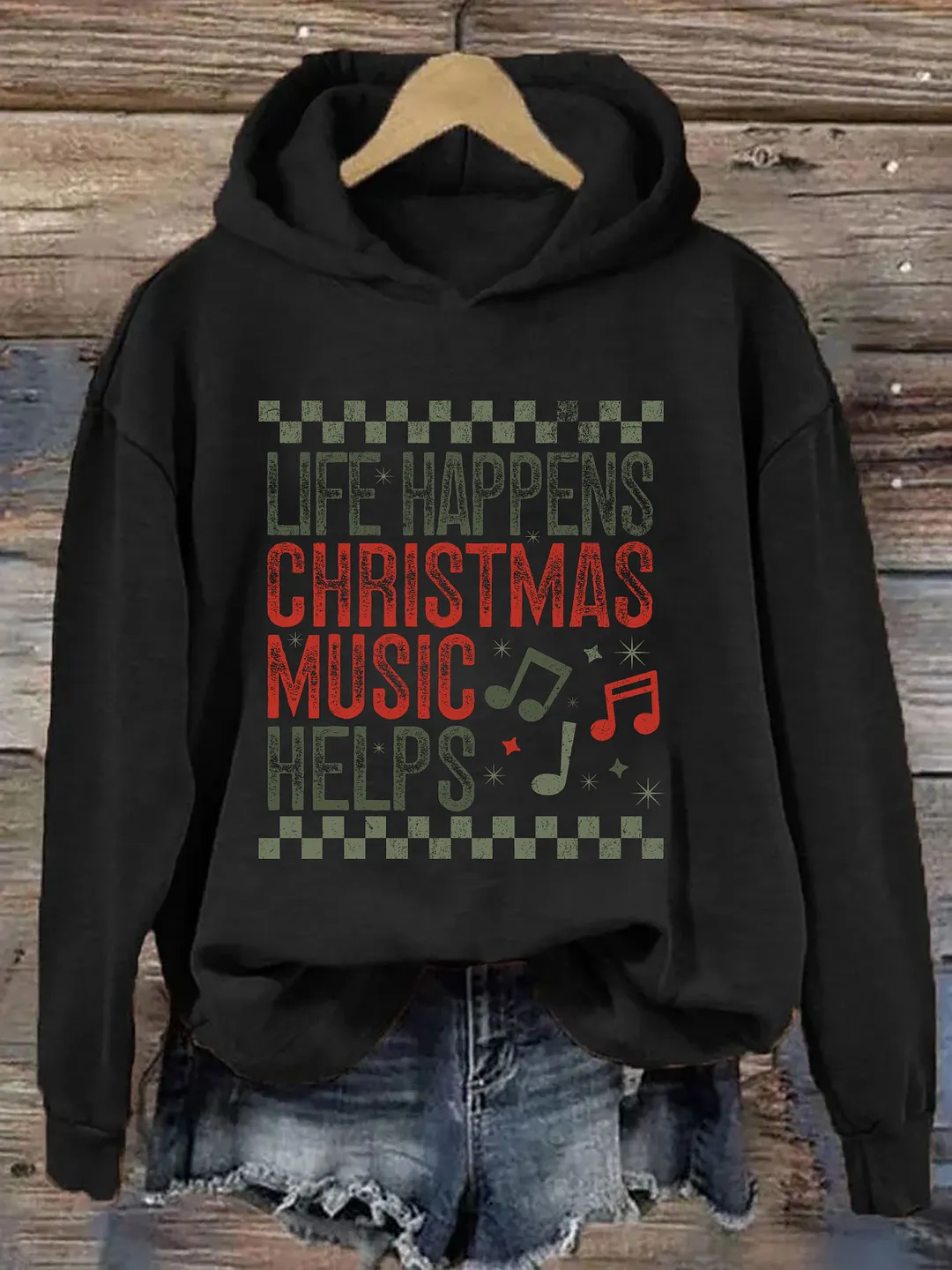 Life Happens Christmas Music Helps Hoodie