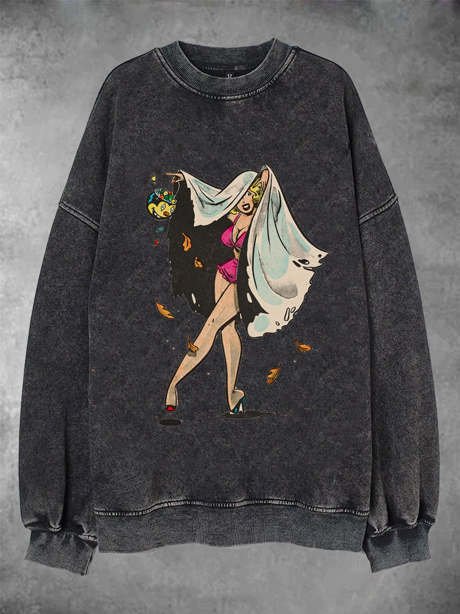 Spooky Halloween Pin-up Girl Casual Sweatshirt– Mimic