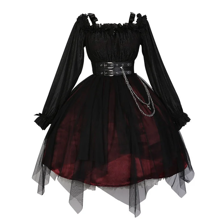Gothic Black/Wine Lolita Dress SP17562