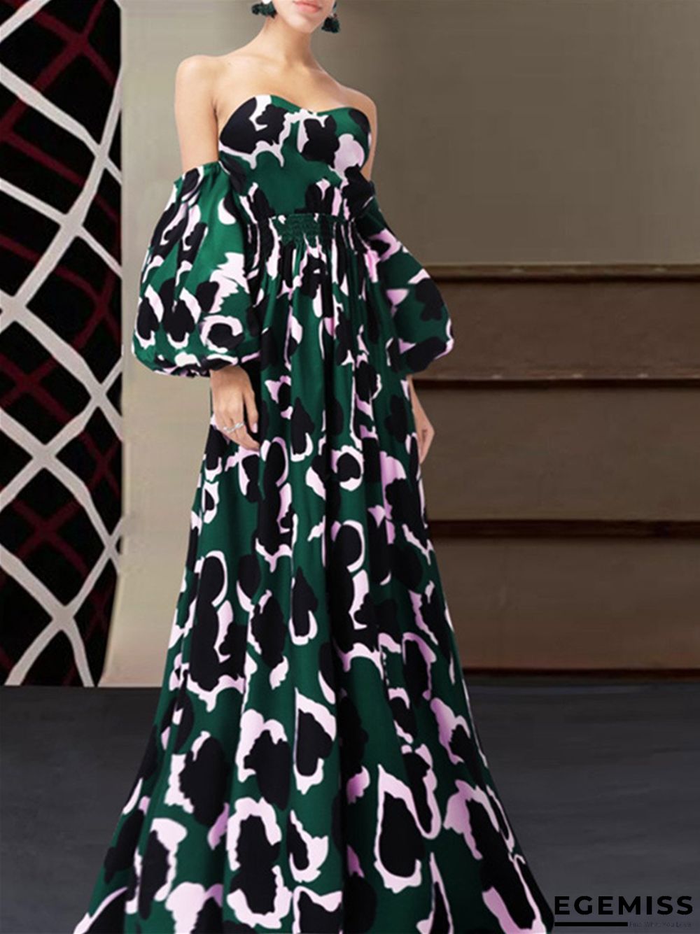V-neck Printed Sexy Long Skirt | EGEMISS