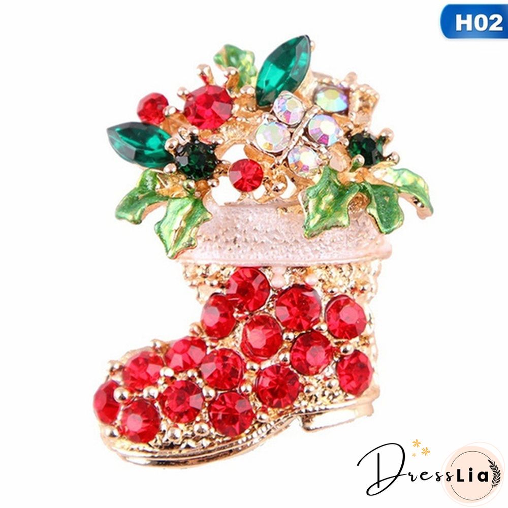 Fashion Crystal Christmas Snowman Christmas Tree Deer Brooch Pin Collar Womens Jewellery Xmas Party Jewelry