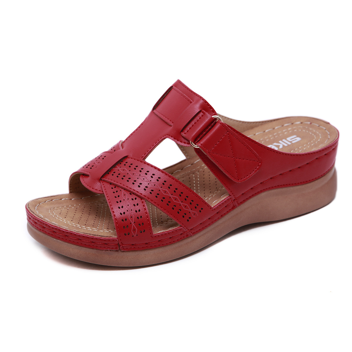 Arkget Shoes | Women's Adjustable Buckle Strap & Breathable Perforated Design Leather Sandals