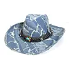 Unisex Retro Wide Brim Western Cowboy Frayed Edge Rider Hat