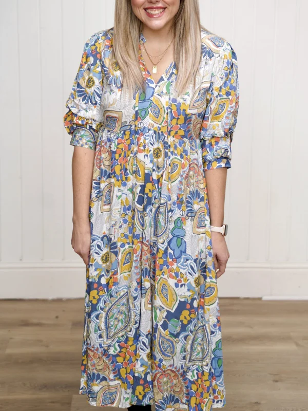 V-Neck Floral Print Long Maxi Dress