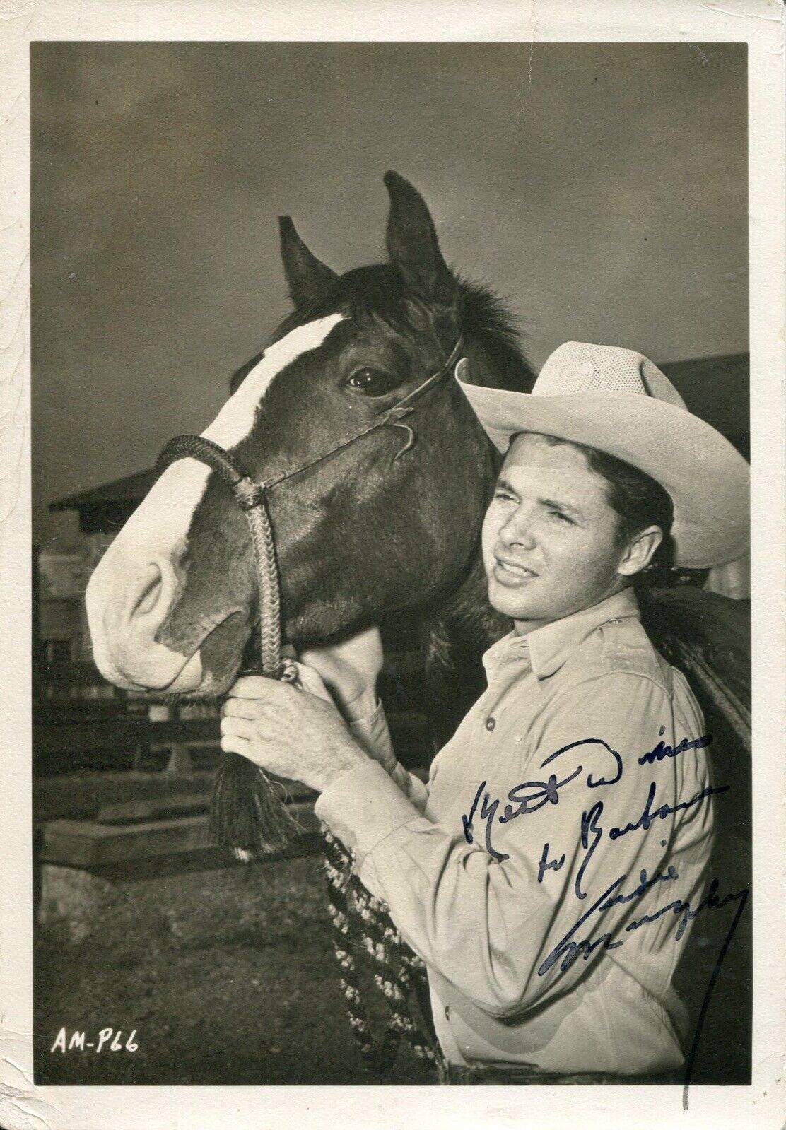 Hollywood movie star & war hero AUDIE MURPHY signed Photo Poster painting