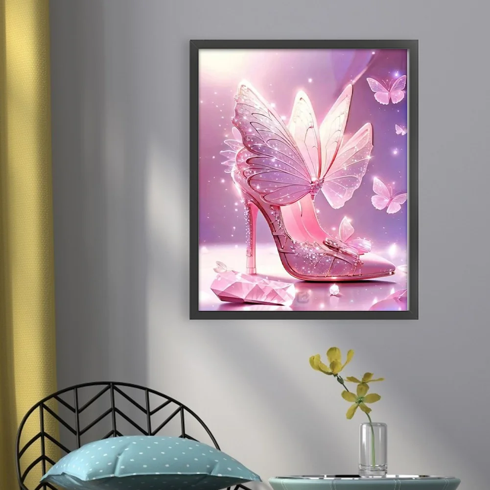 11CT Full Stamped&nbsp;Cross Stitch - Butterfly High Heels(Canvas|40*50CM)
