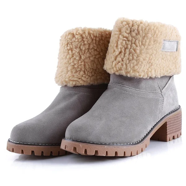 New Women Boots 2 Ways Wear!Women's Winter Warm Suede Ankle Boots Boots for Ladies Anti Slip Waterproof Chunky Heel Snow Boots