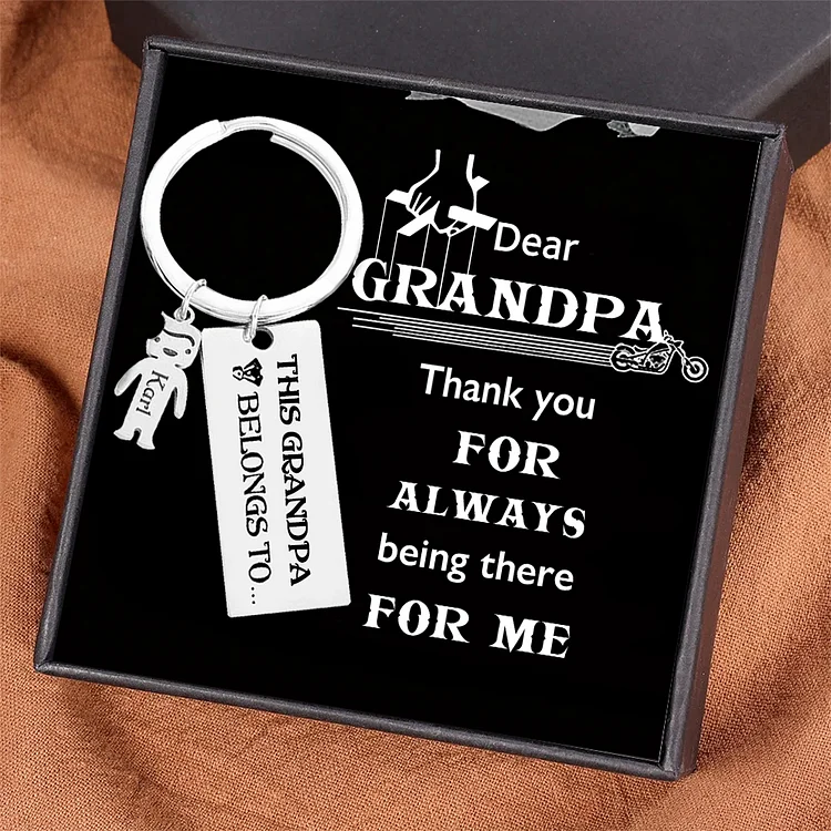 1 Name-Personalized Grandpa Kids Charms Keychain Gift Set-Custom Special Keychain Gift For Grandpa-Thank You For Always Being There For Me