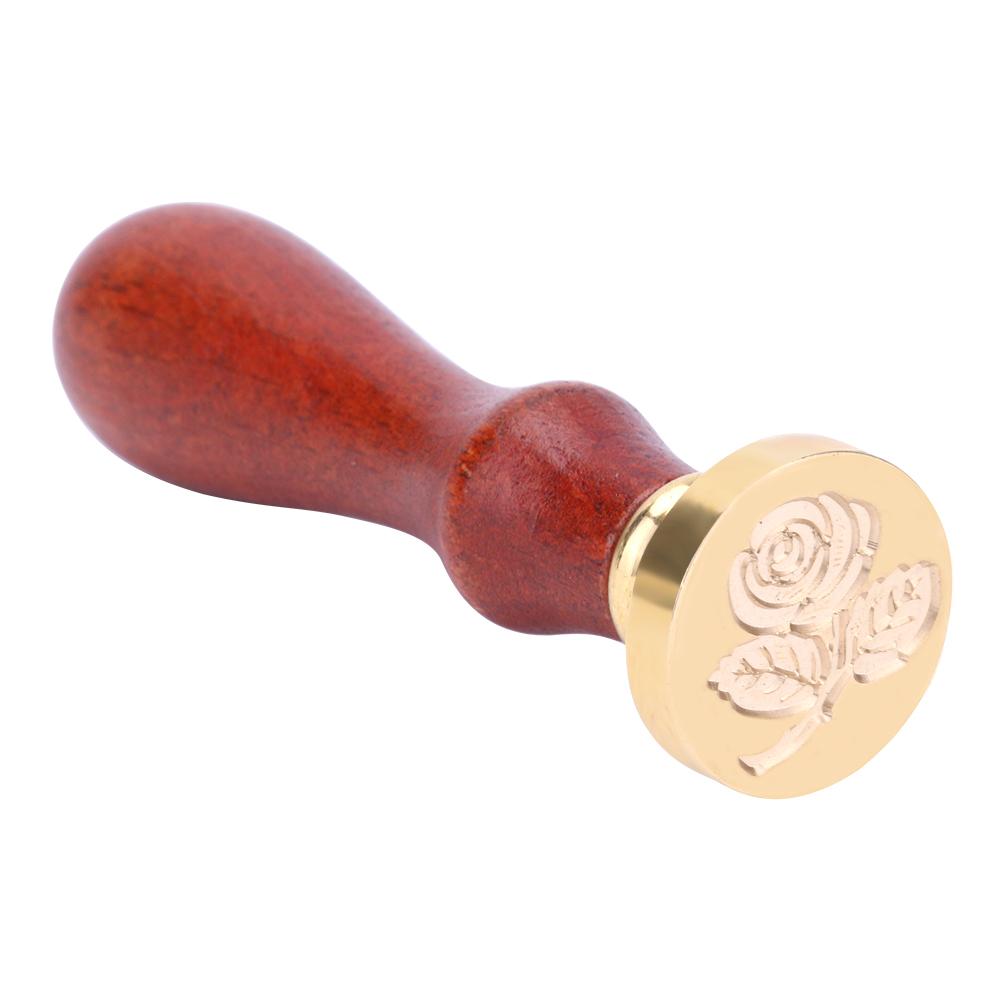 

Rose Flower Wood Handle Antique Metal Sealing Wax Stamps - Wax Seal Stamp, 501 Original