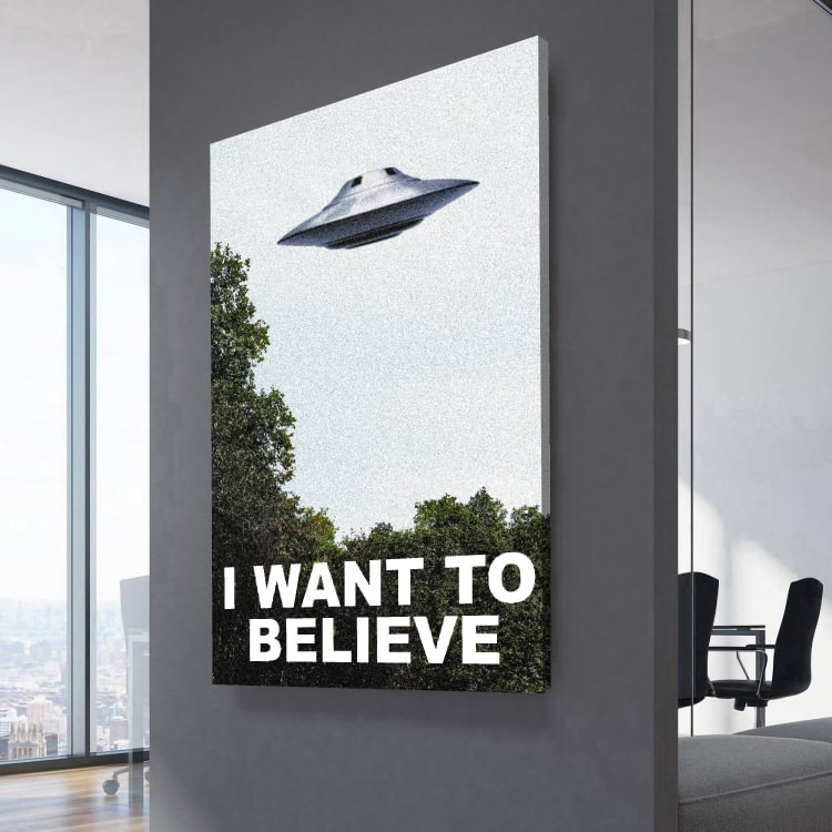 UFO PRINT: I Want To Believe Canvas Wall Art