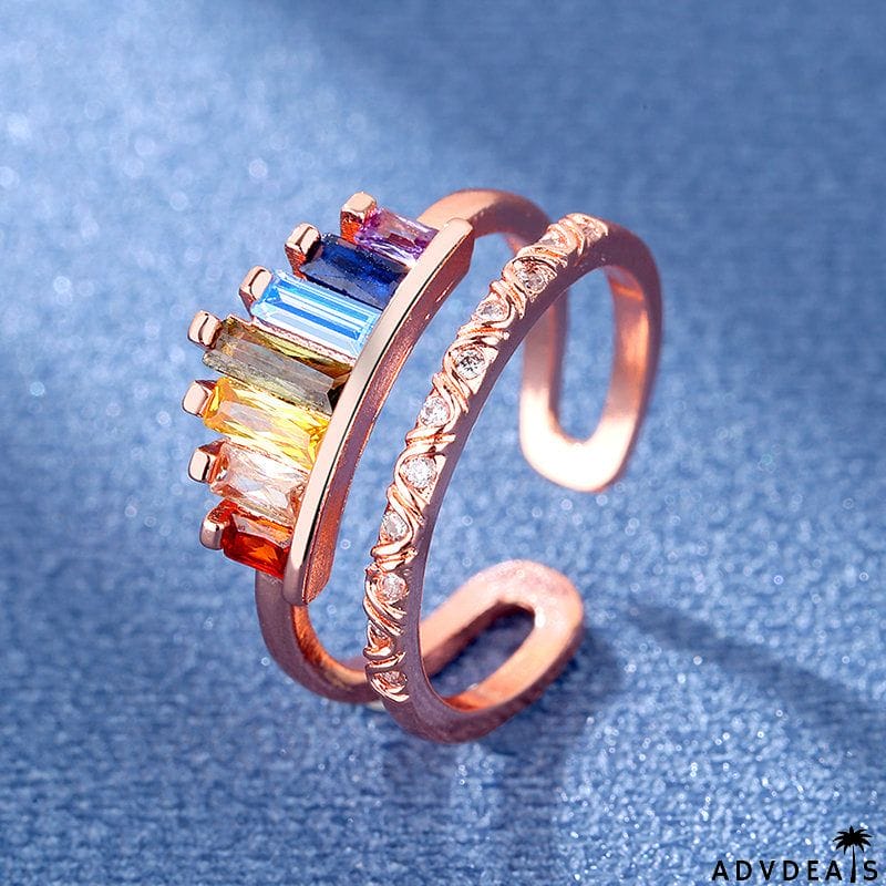 Fashion Opening Adjustable Rainbow Crown Ring