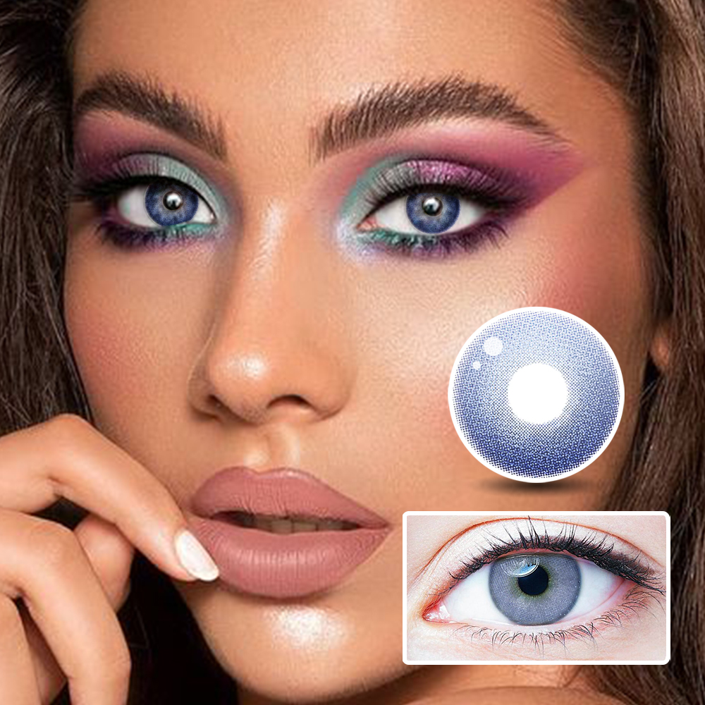4D High-Gloss Blue Yearly Colored Contacts Non Prescription Colored  Contacts Lenses Light Blue Contacts Sky Blue Contact Lenses NEBULALENS