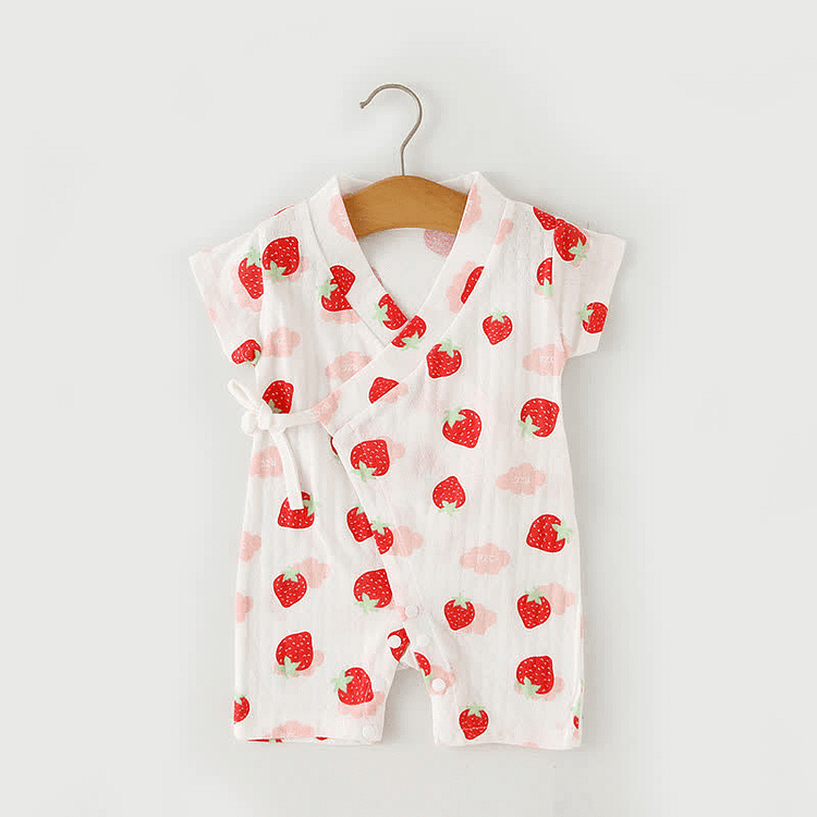 Baby Strawberry Cozy Kimono Romper