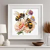 Twin Bumble Peony Bee Glass Bead Partial 11CT DIY Stamped Cross Stitch Kits for Beginners Adults Home Decor Cross Stitch Art and Crafts Kits 14.04x14.04in