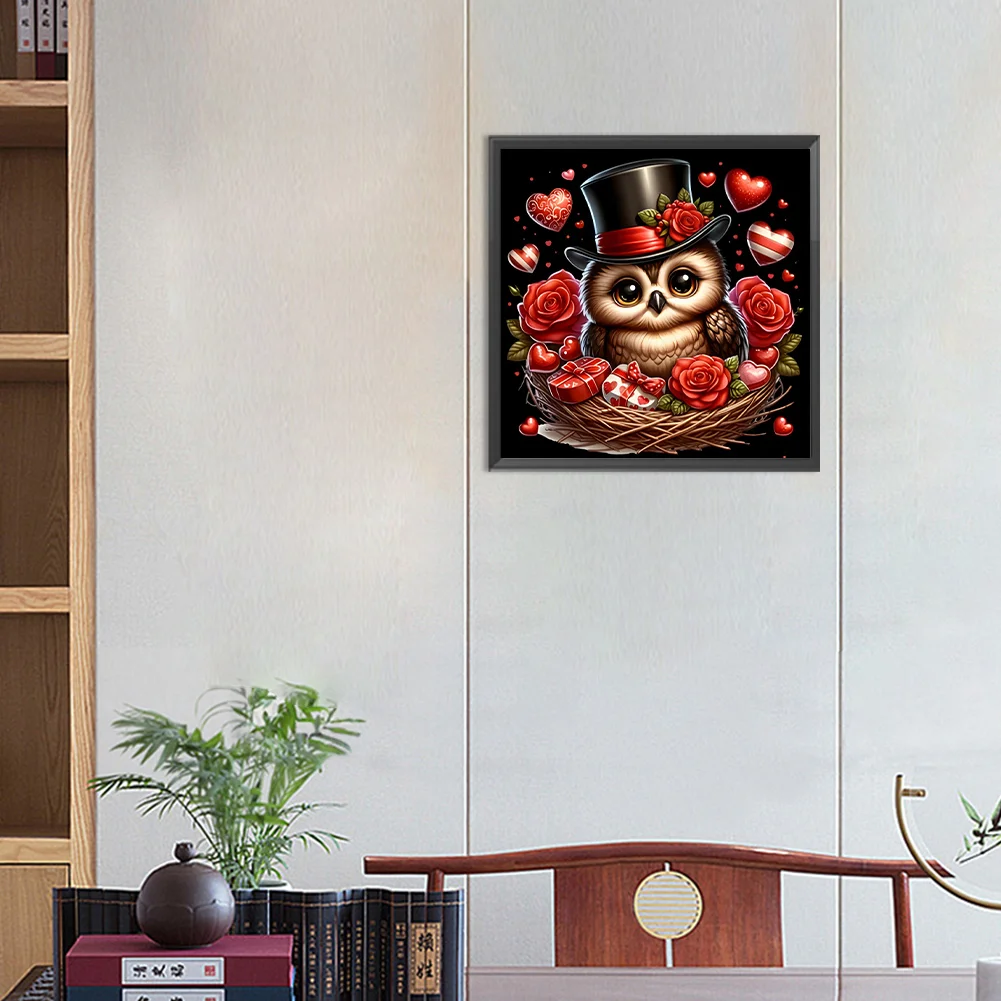 Valentine Love Owl - Full Round Drill Diamond Painting - 30*30CM(Canvas)
