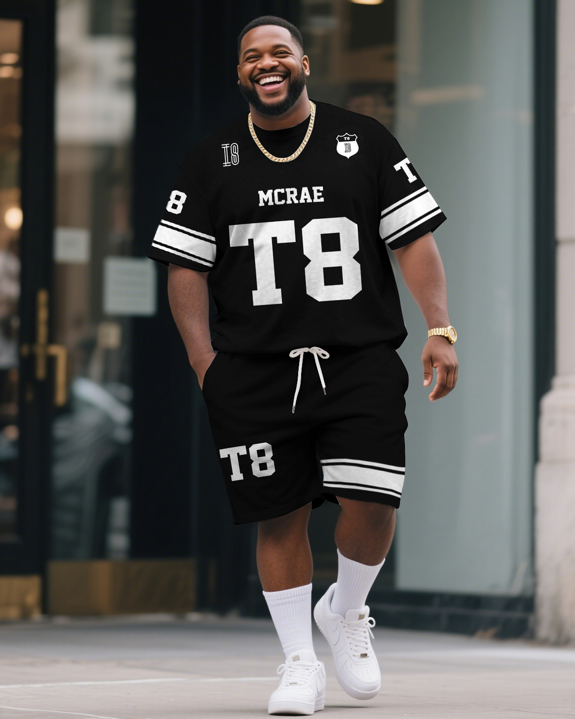 Men's Plus Size Tate Mcrae Football Jersey T-Shirt Shorts Suit