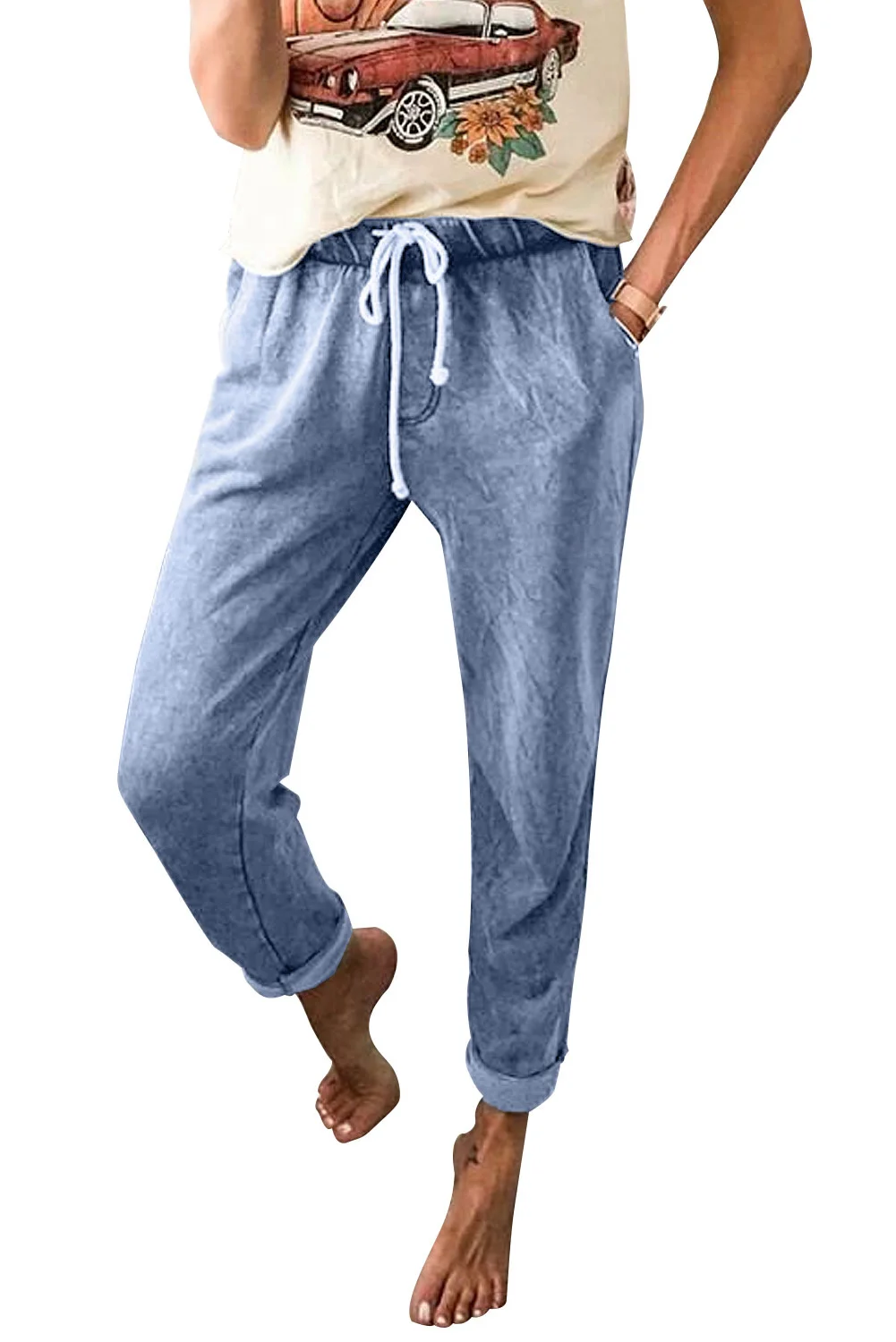 Drawstring Denim Jogger