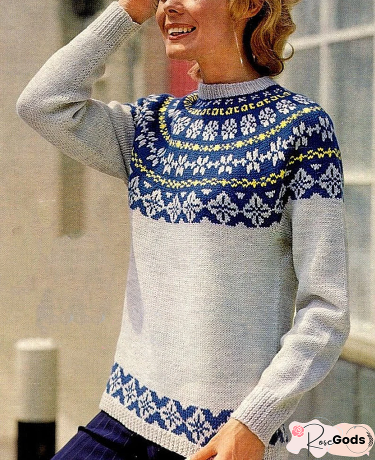 Wool/Knitting Ethnic Half Turtleneck Sweater