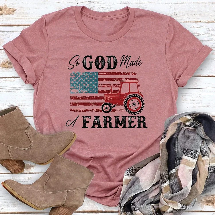 So God Made a Farmer Round Neck T-shirt-0018761