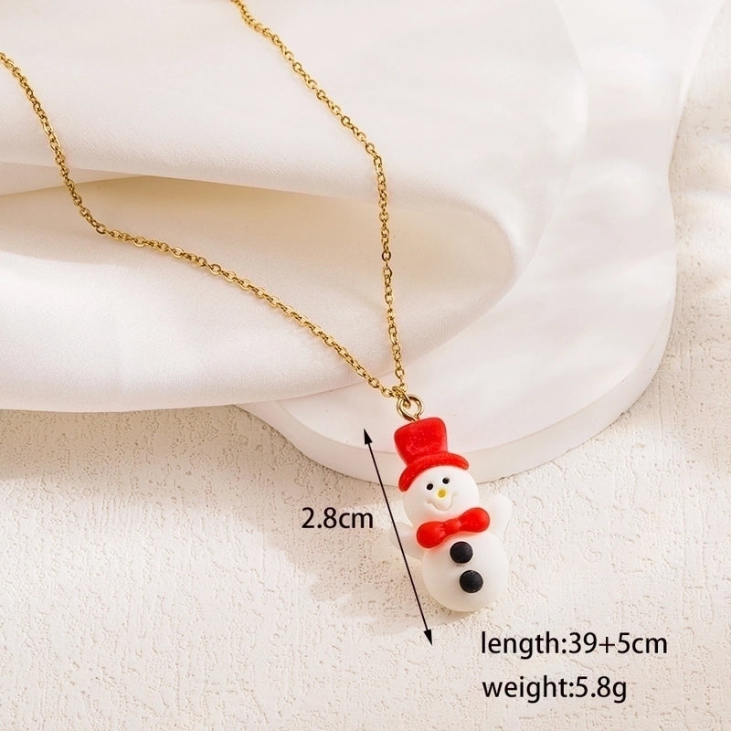Cute Sweet Cartoon Character Stainless Steel Plating 18k Gold Plated Pendant Necklace
