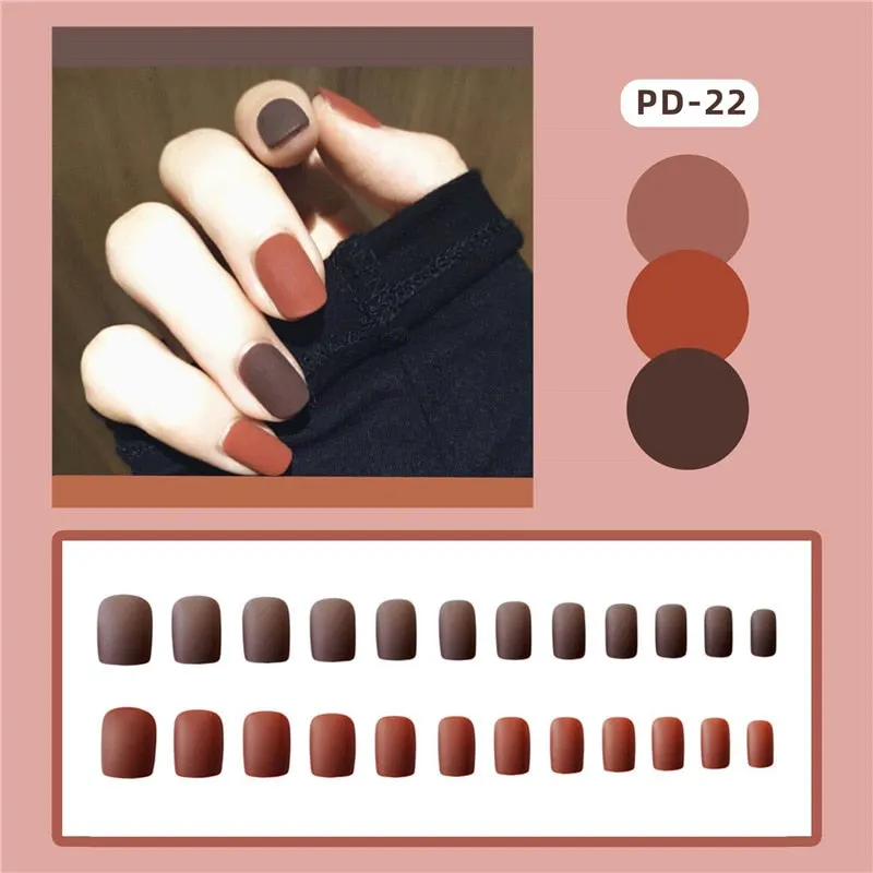 24pcs Leopard Theme Full Cover False Nail Tips Black Heart Line Transparent Stiletto French Fake Nails With Glue Detachable Tips-Nail Inspo