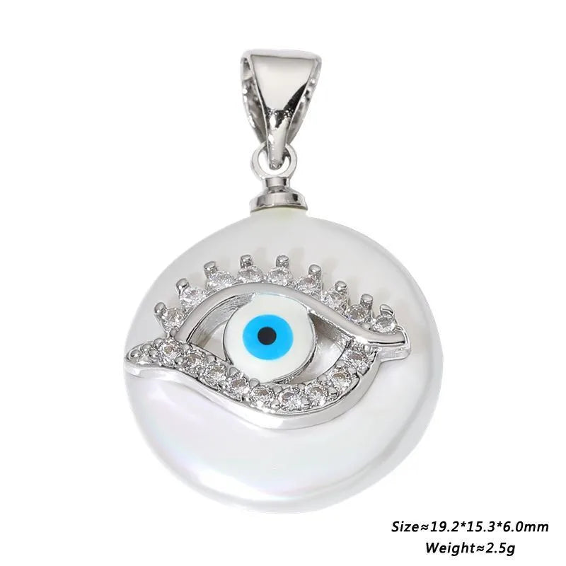 1 Piece 15.3*19.2mm Copper Zircon Heart Shape Eye Crab Pendant Jewelry Accessories