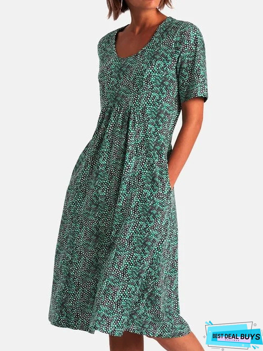 Summer Small Fresh Large Size Women's Floral Mid Length Dress