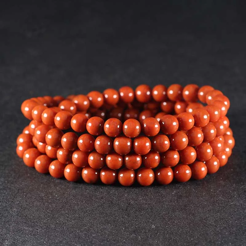 108 Beads Natural Red Agate Calm Bracelet Necklace Mala