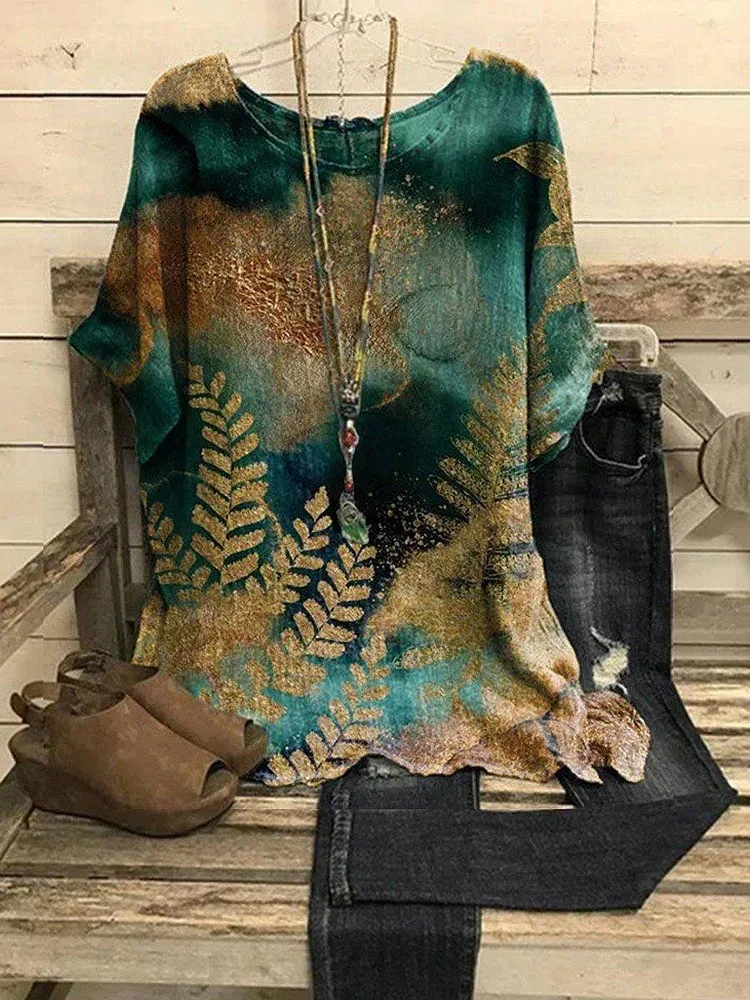 Women's Floral Print Vintage Casual Top
