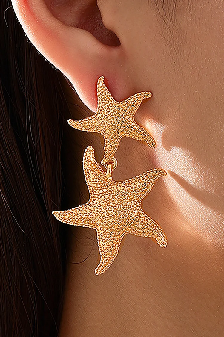 Alloy Starfish Design Vacation Dangle Earrings