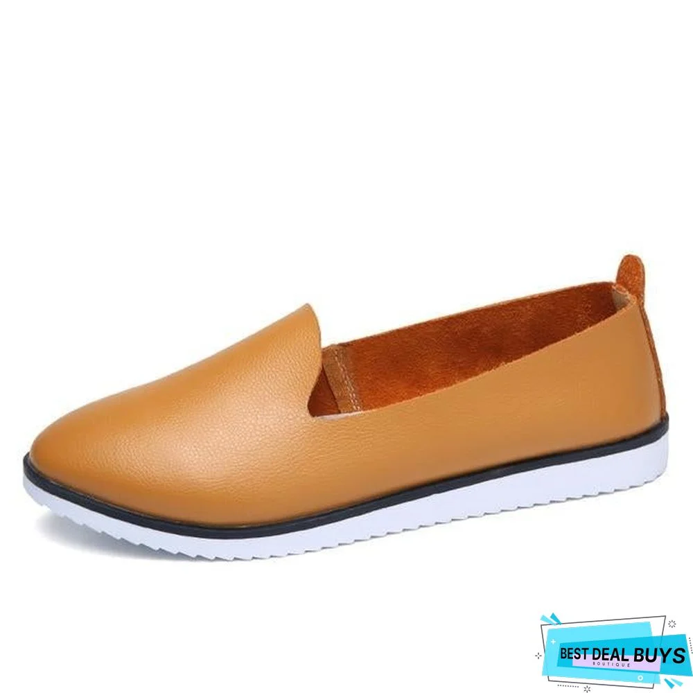 Women Ballet Flats Shoes Genuine Leather Slip On Shallow Moccasins Flats Shoes