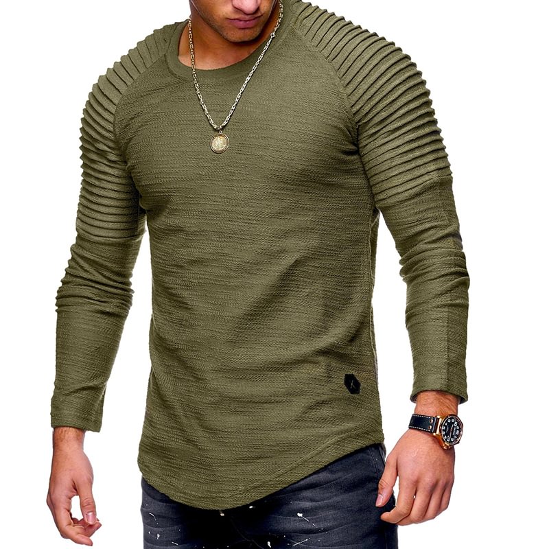 BrosWear Men's Brand Solid Color Long Sleeve T-shirt